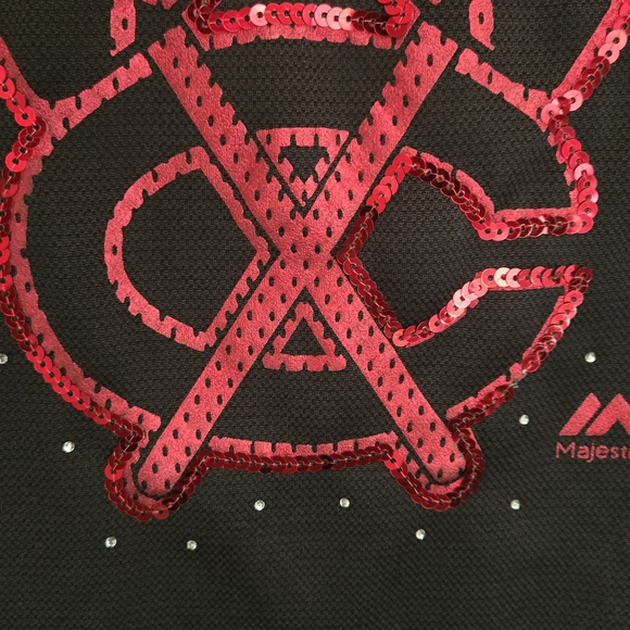 BLACKHAWKS SEQUIN  Black and White  WOMENS Shirt NWOT P - Picture 7 of 7